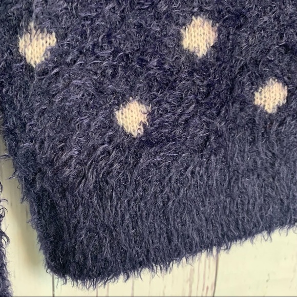 Anthropologie Moth | navy polka dot fuzzy texture sweater - Picture 6 of 9
